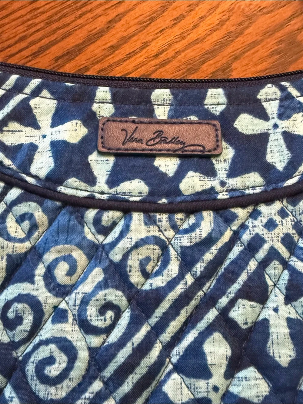 Vera Bradley Little Crossbody Bag Cuban Tiles Blue Quilted Cotton Purse
